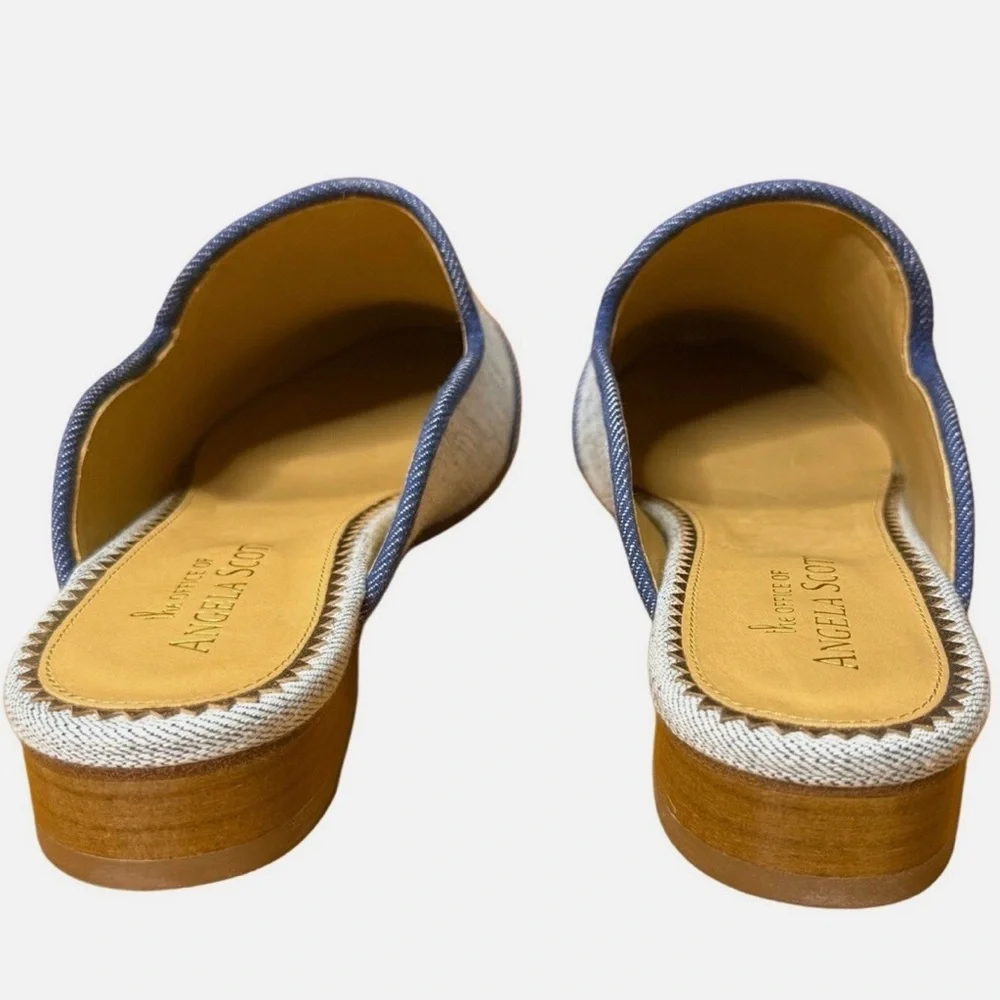 Miss Adelaide by Angela Scott Denim-Trim Slip-On Mules - Light Blue 39.5 - Picture 5 of 7